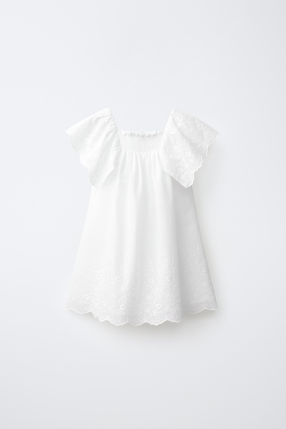 ZARA ПЛАТЬЕ С ВЫШИВКОЙ, БЕЛЫЙ