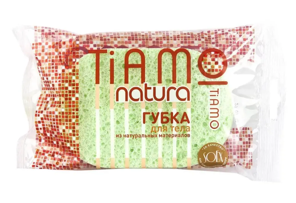 Губка для тела TIAMO Natura "ОВАЛ", целлюлоза