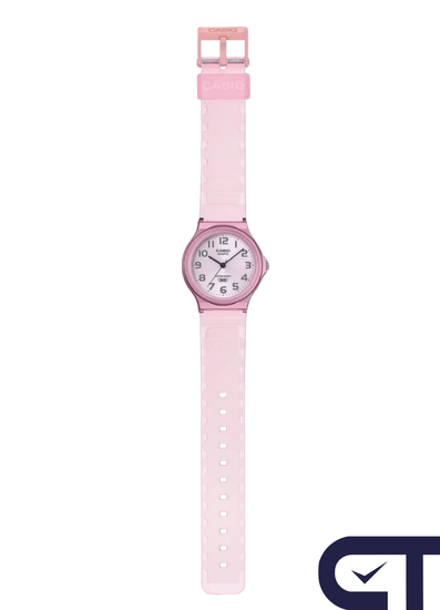 CASIO MQ-24S-4B — классические аналоговые часы в прозрачном красном корпусе