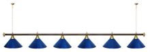 Лампа STARTBILLIARDS 6 пл. (плафоны антик медь,штанга зеленая,фурнитура золото)