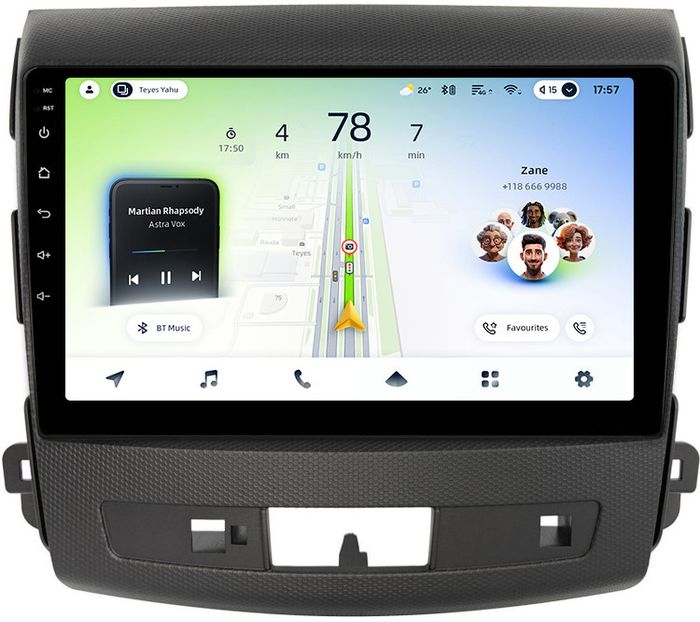 Магнитола для Mitsubishi Outlander XL, Peugeot 4007, Citroen C-Crosser (Rockford, рамка перфорированная) - Teyes CC4L-DTS монитор 9" IPS, Android 14, Быстрая, Snapdragon 662, CarPlay, 4G SIM-слот