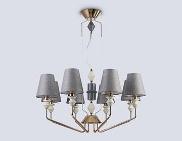 Подвесная люстра с абажурами 8*E14 LH75403/8 GD/GR золото/серый High Light Ceramo Classic Ambrella
