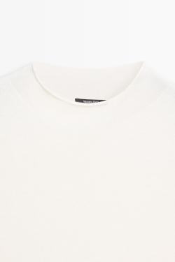 Massimo Dutti Вязаный свитер с короткими рукавами, натуральный/кремовый