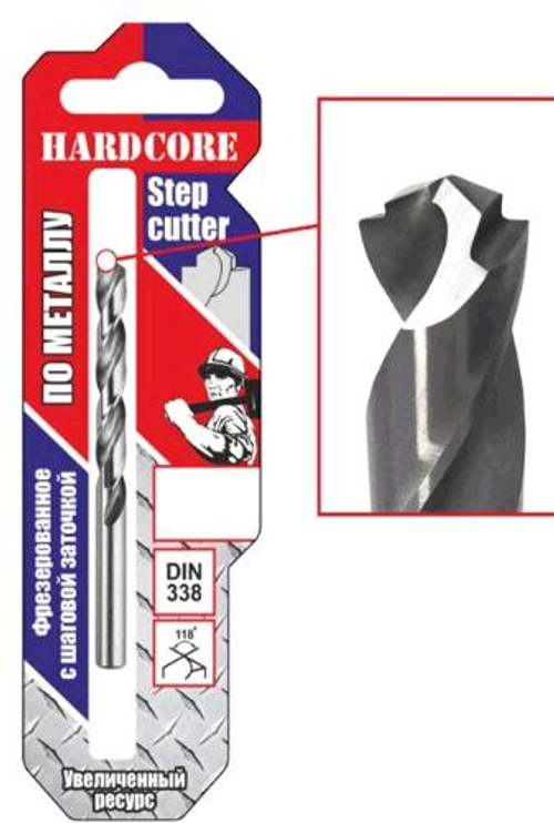 Сверло по мет. HSS фрез. с шаговой заточкой  4.0х75мм Step Cutter / Hardcore 140040