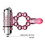 Розовое эрекционное кольцо 3,7см с вибростимуляцией клитора Baile Pleasure Tongue Ring BI-014075