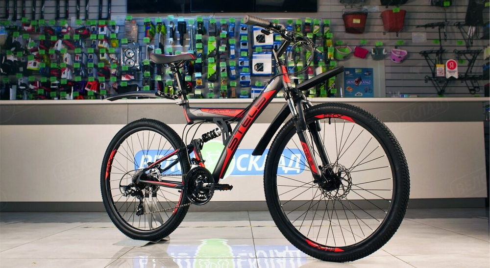 Горный (MTB) велосипед Stels Focus MD 21-sp 26 V010 (2020) 18 черный/красный (требует финальной сборки)