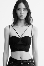 Короткий сетчатый топ с драпировкой - H&M