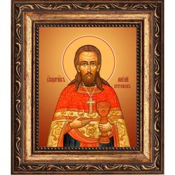 Алексий Кротенков, священномученик, пресвитер. Икона на холсте. В раме 10 х 12 см.