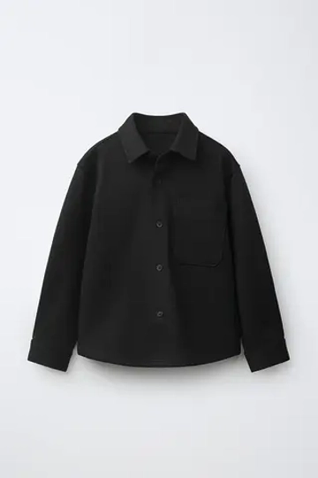 ZARA КУРТКА-РУБАШКА С КАРМАНОМ, ЧЕРНЫЙ