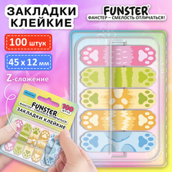 Закладки клейкие Z-сложения FUNSTER(ФАНСТЕР) "Лапки собак",45х12мм,100шт, 116693
