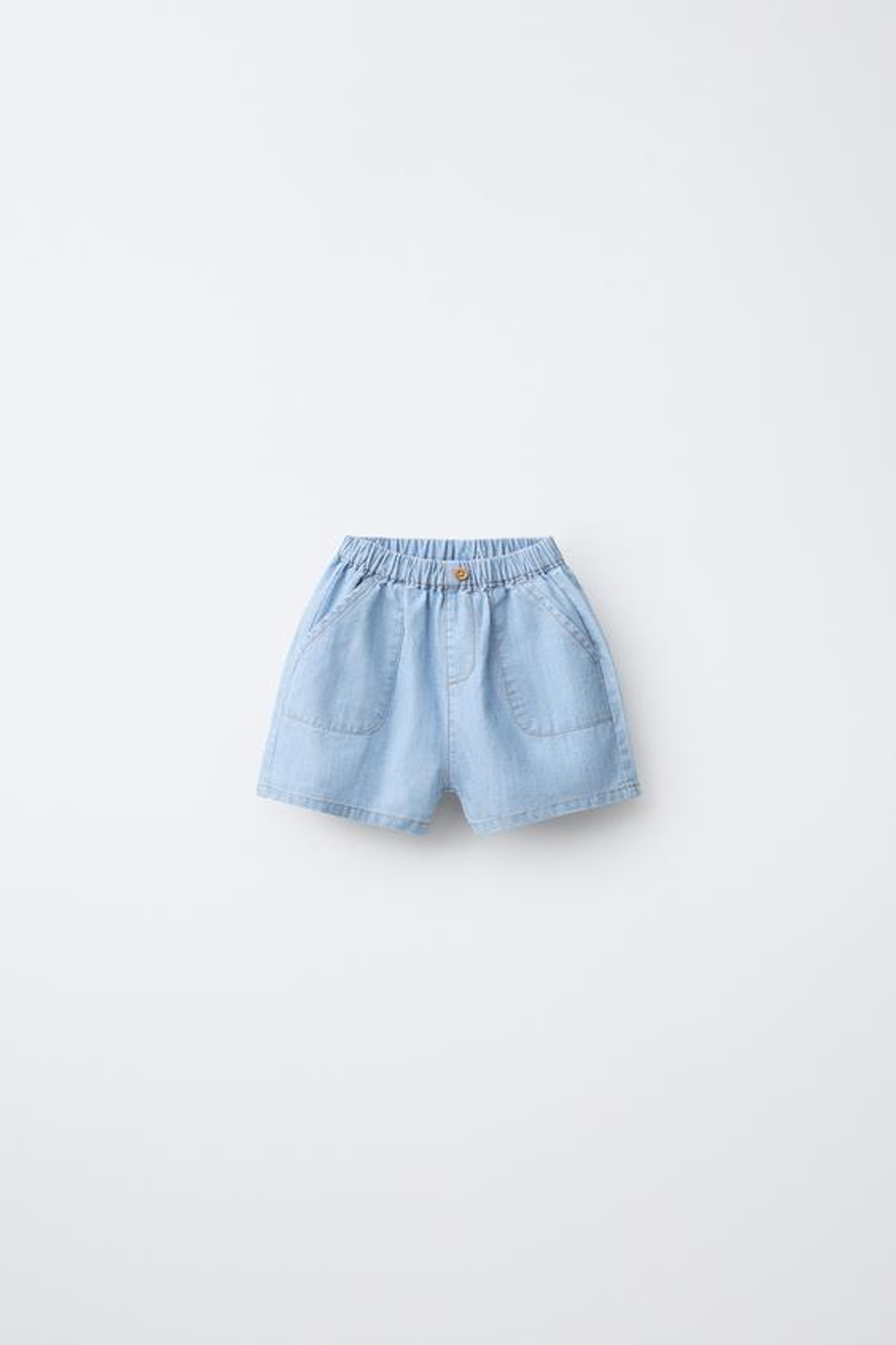 ZARA ДЖИНСОВЫЕ ШОРТЫ С КАРМАНАМИ, ВЫЦВЕТШИЙ СИНИЙ