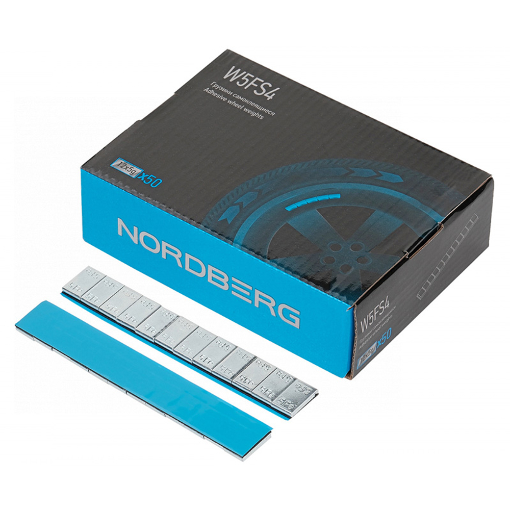 NORDBERG (W5FS4) Грузики самоклеящиеся (12х5 г, L=14 см) Fe квадратные, 50 лент