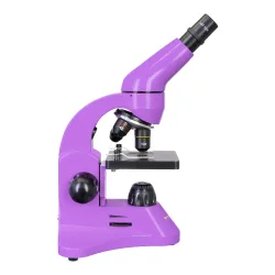 Микроскоп Levenhuk Rainbow 50L Amethyst\Аметист - вид сбоку, фиолетовый корпус