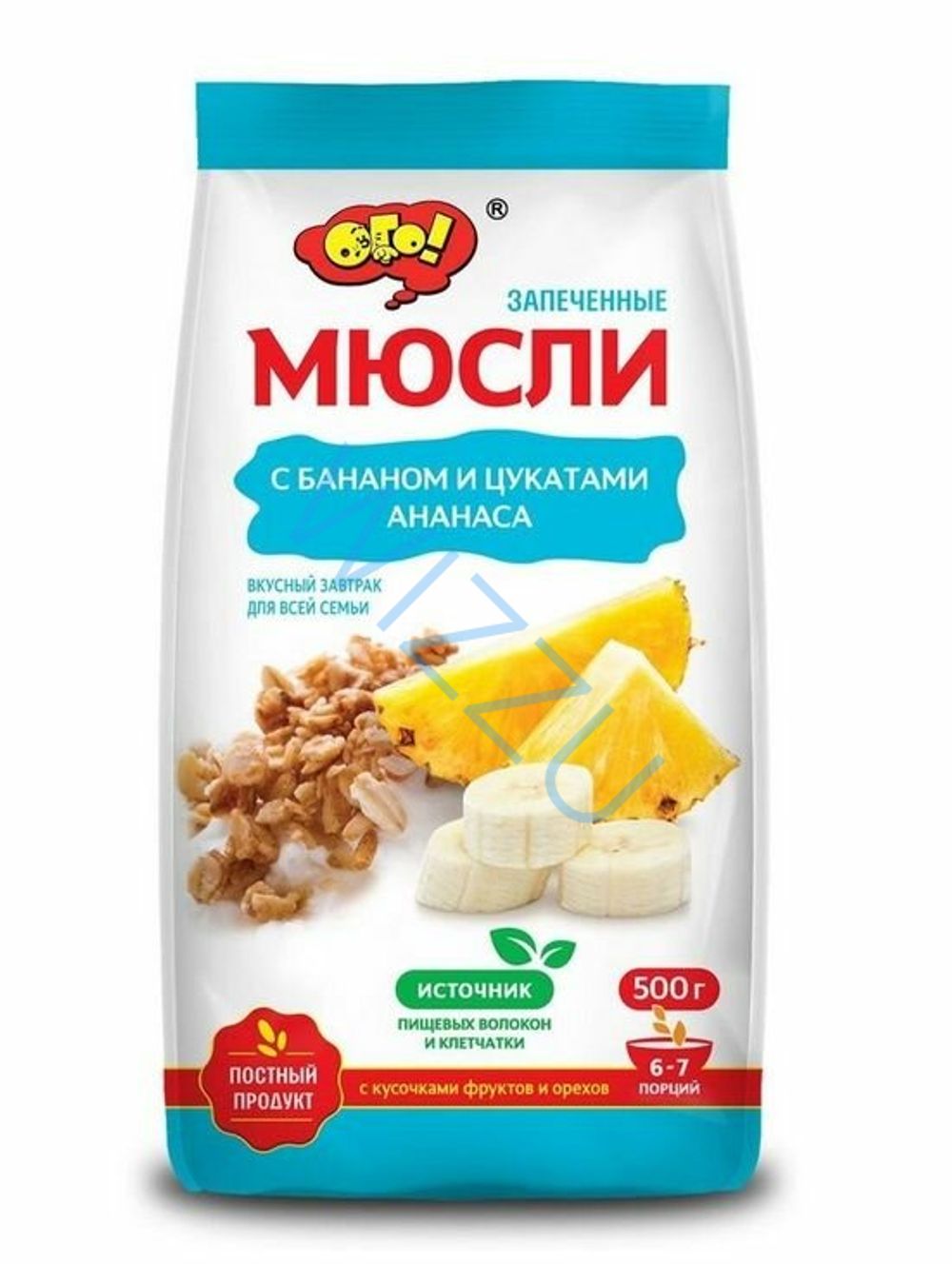 ОГО! Мюсли запеченные с бананом и цукатами ананаса 500г