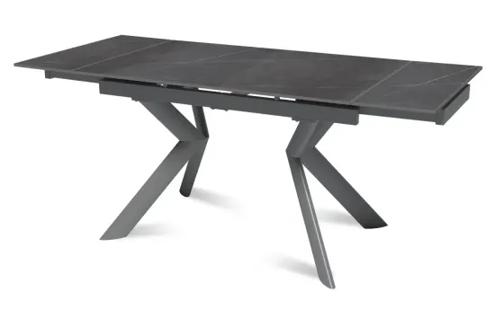 Стол "БРИДЖ" 120-180 керамика Armani Grey мат., опора черный муар