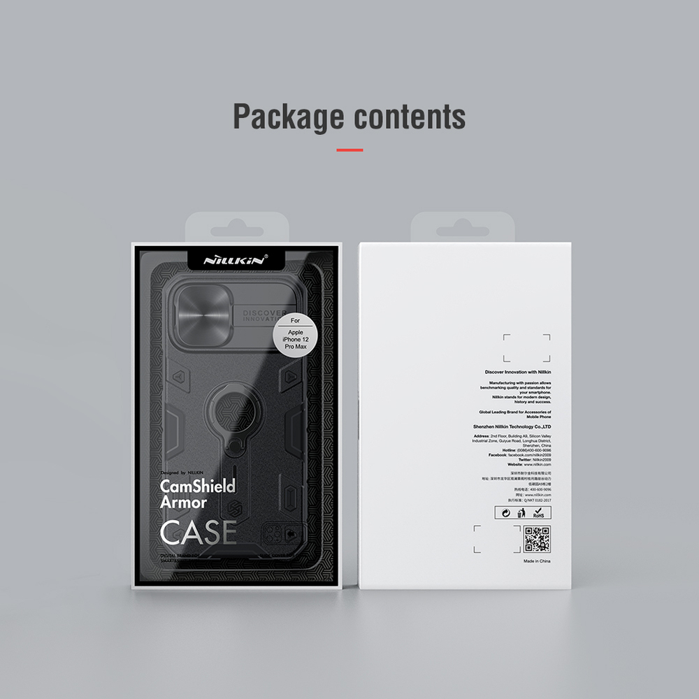 Чехол для телефона iPhone 12 Pro Max от Nillkin серии CamShield Armor Case с кольцом и металлической защитной шторкой для задней камеры