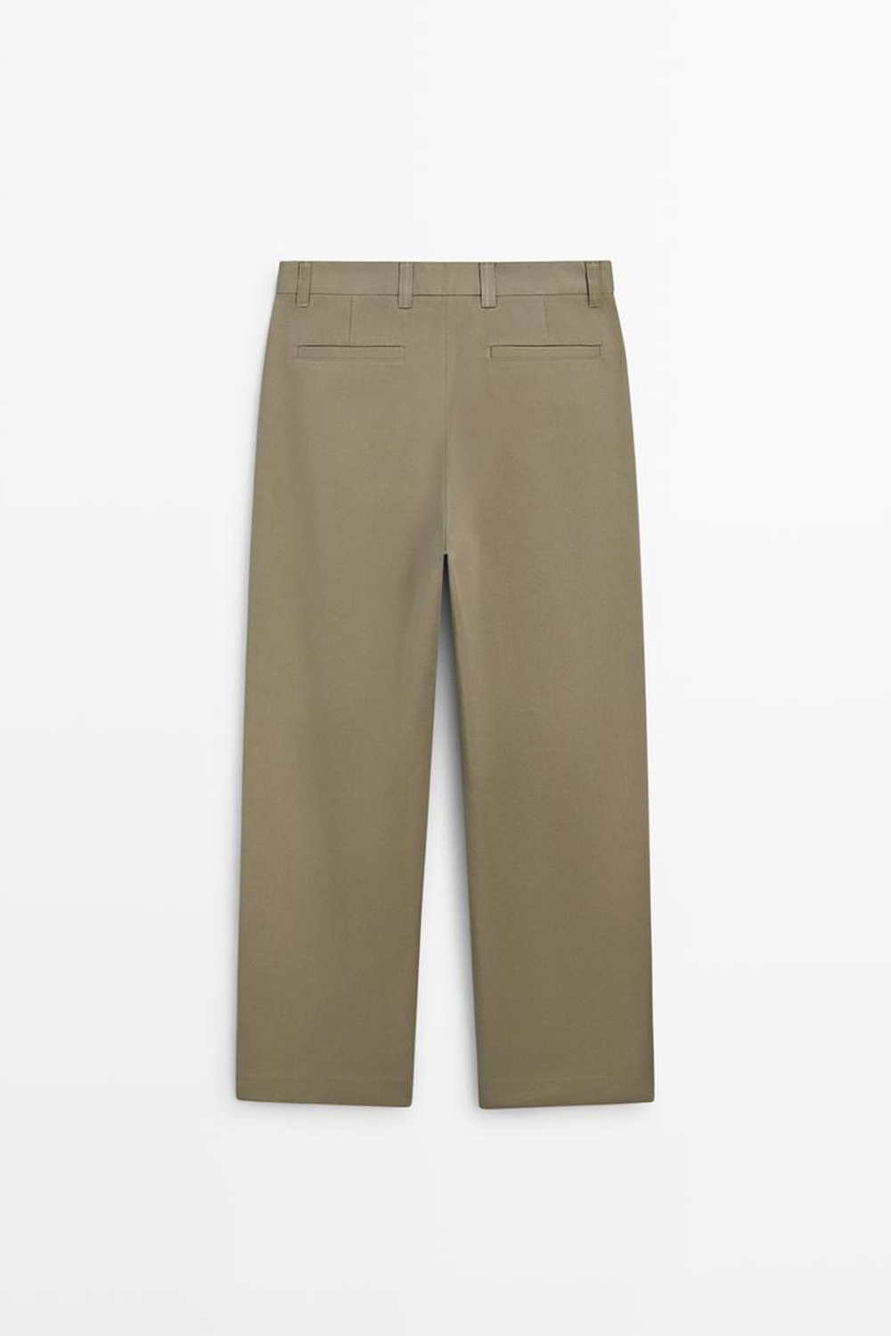 Massimo Dutti Брюки из 100% хлопка с двойными защипами, оливковый