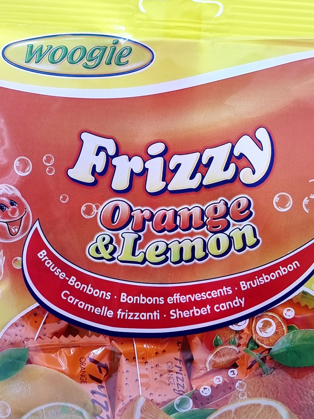 Woogie леденцы Frizzy Orange & Lemon, с натуральным соком, 170 г (Австрия)