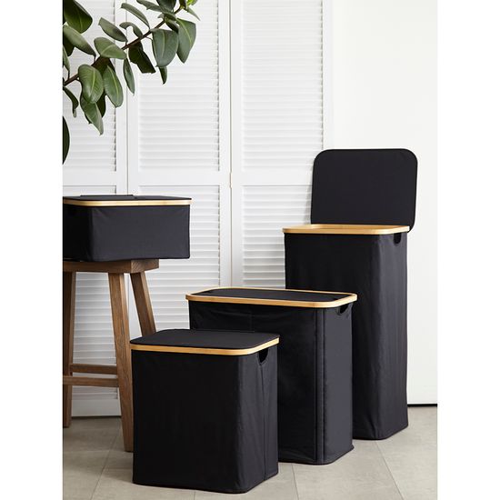 Корзина для белья с двумя отделениями neat twin, 53,5х33х53 см, черная
