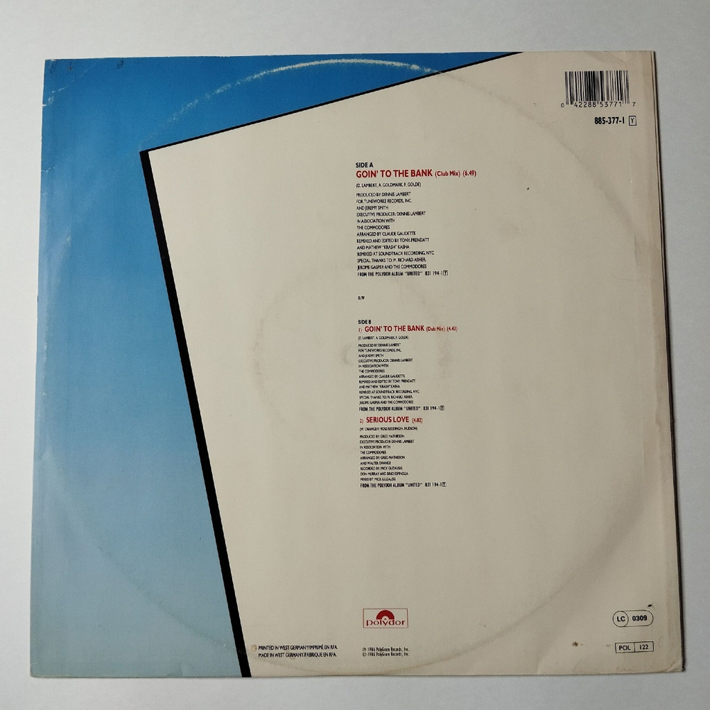 Винтажная виниловая пластинка LP Commodores Going To The Bank (Germany 1986) 45 RPM Maxi Single