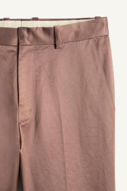 ZARA АТЛАСНЫЕ БРЮКИ ПРЯМОГО КРОЯ, БЛЕДНО-РОЗОВЫЙ