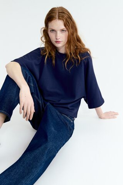 Футболка оверсайз — Тёмно-синий - H&M