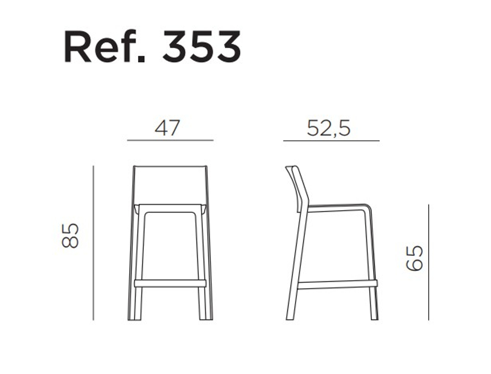 Стул пластиковый полубарный Nardi Trill Stool Mini, кирпичный