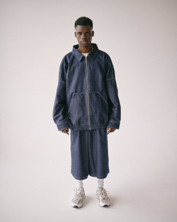 Zip-Up Shirt Jacket Denim Dark-Blue