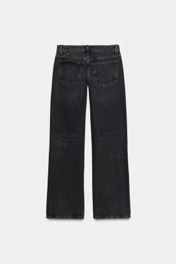 ZARA ДЖИНСЫ TRF WIDE-LEG С НИЗКОЙ ПОСАДКОЙ, ЧЕРНЫЙ