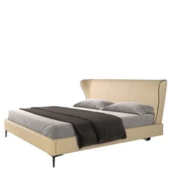 Кровать Angel Cerda 7157, 180х200 см, кремовая экокожа