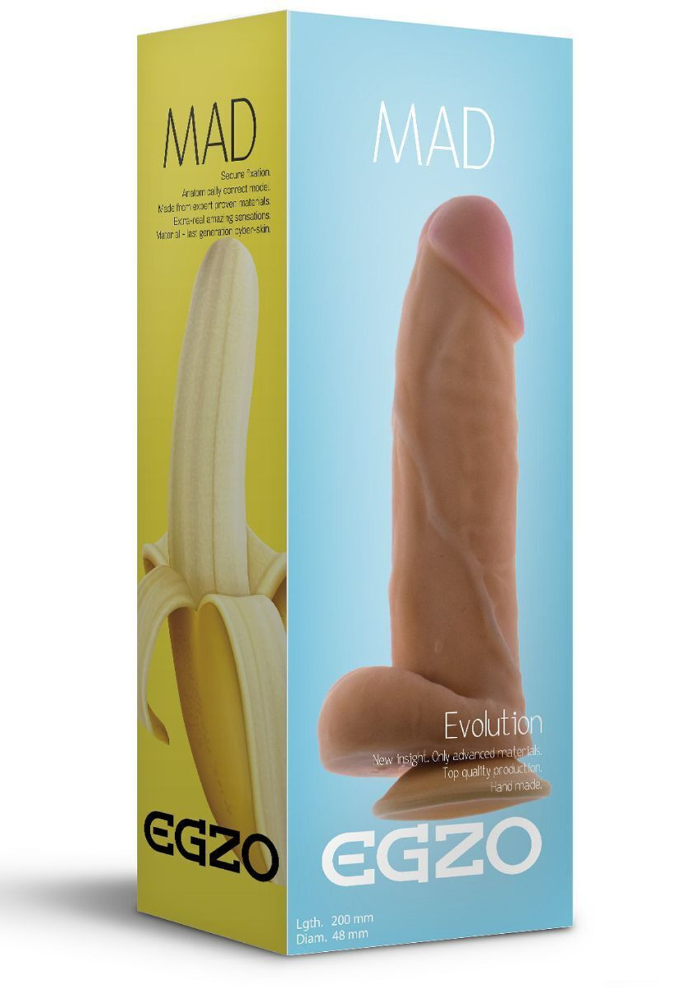 Ультра реалистичный фаллоимитатор Mad Banana - 20 см. (Цвет: телесный)