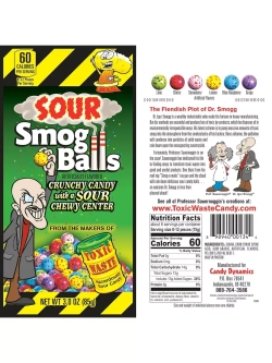 Невероятно кислые драже Toxic Smog Balls, 85гр.