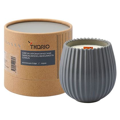 Свеча ароматическая Tkano Edge Sandalwood Bergamot & Citrus серая 60ч