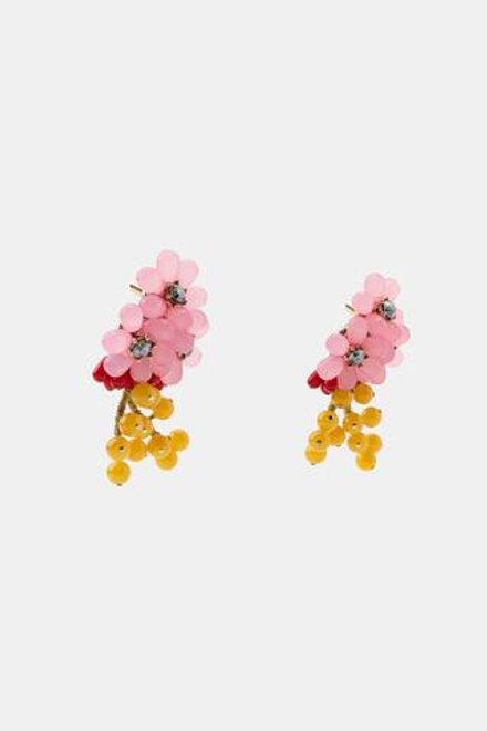 ZARA СЕРЬГИ С ЦВЕТАМИ, БУСИНАМИ И СТРАЗАМИ, РОЗОВЫЙ