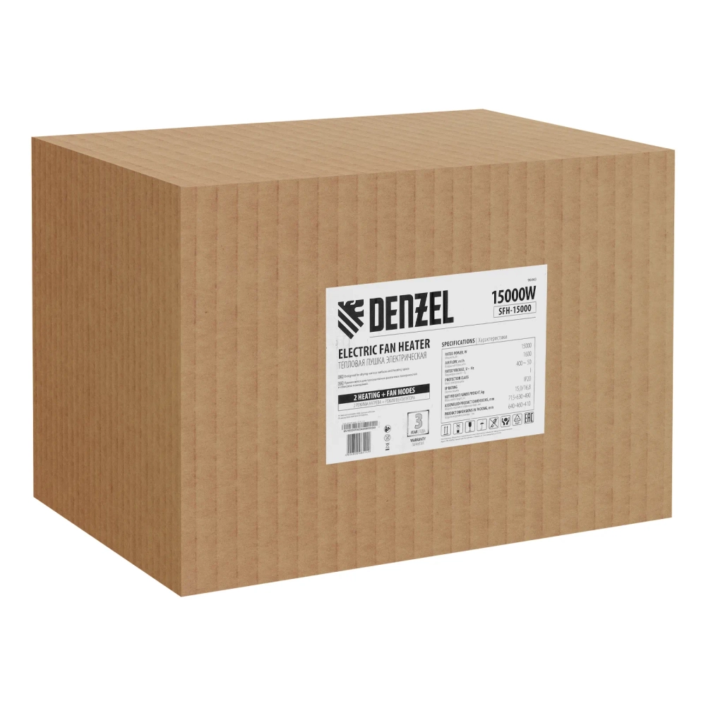 Пушка тепловая электрическая 15 кВт Denzel SFH-15000 (96443)