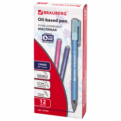 Ручка шариковая масляная BRAUBERG "FRUITY Pastel", СИНЯЯ, soft-touch, узел 0,7 мм, линия письма 0,35 мм, 142958, OBP322