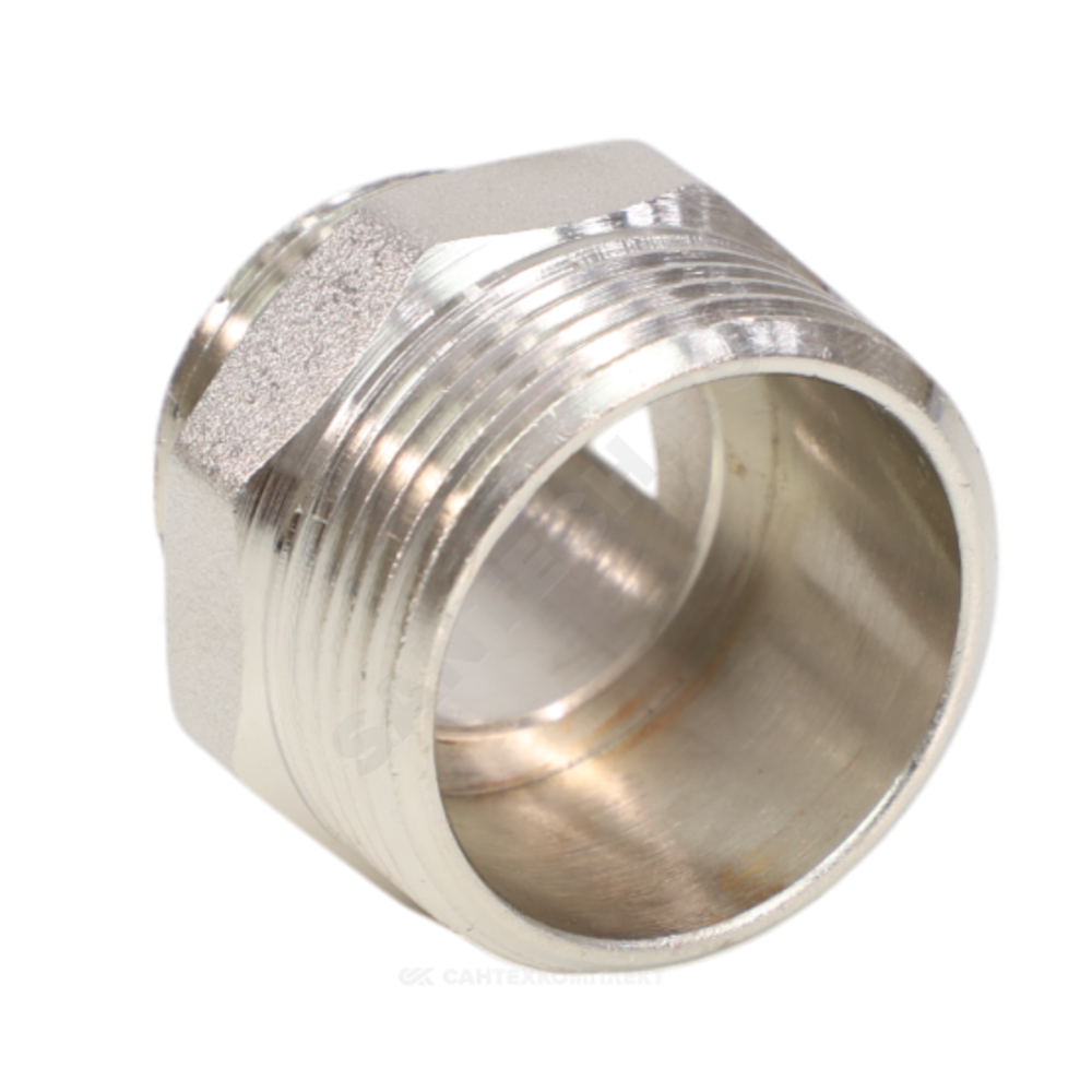 Ниппель латунь никель переходной Ду 40х15 (1 1/2"х1/2") НР VALFEX VF.580.N.112.012