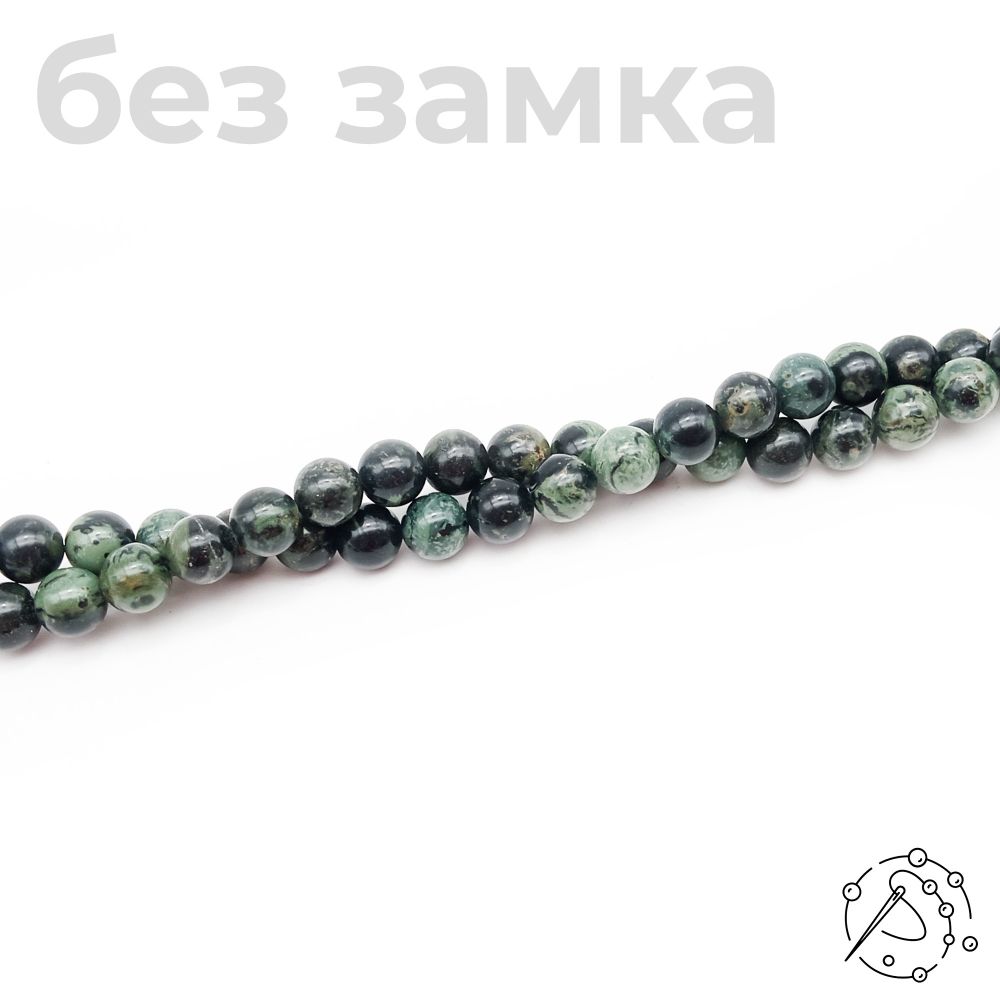 Нить бусин яшма черно-зеленая 8 мм