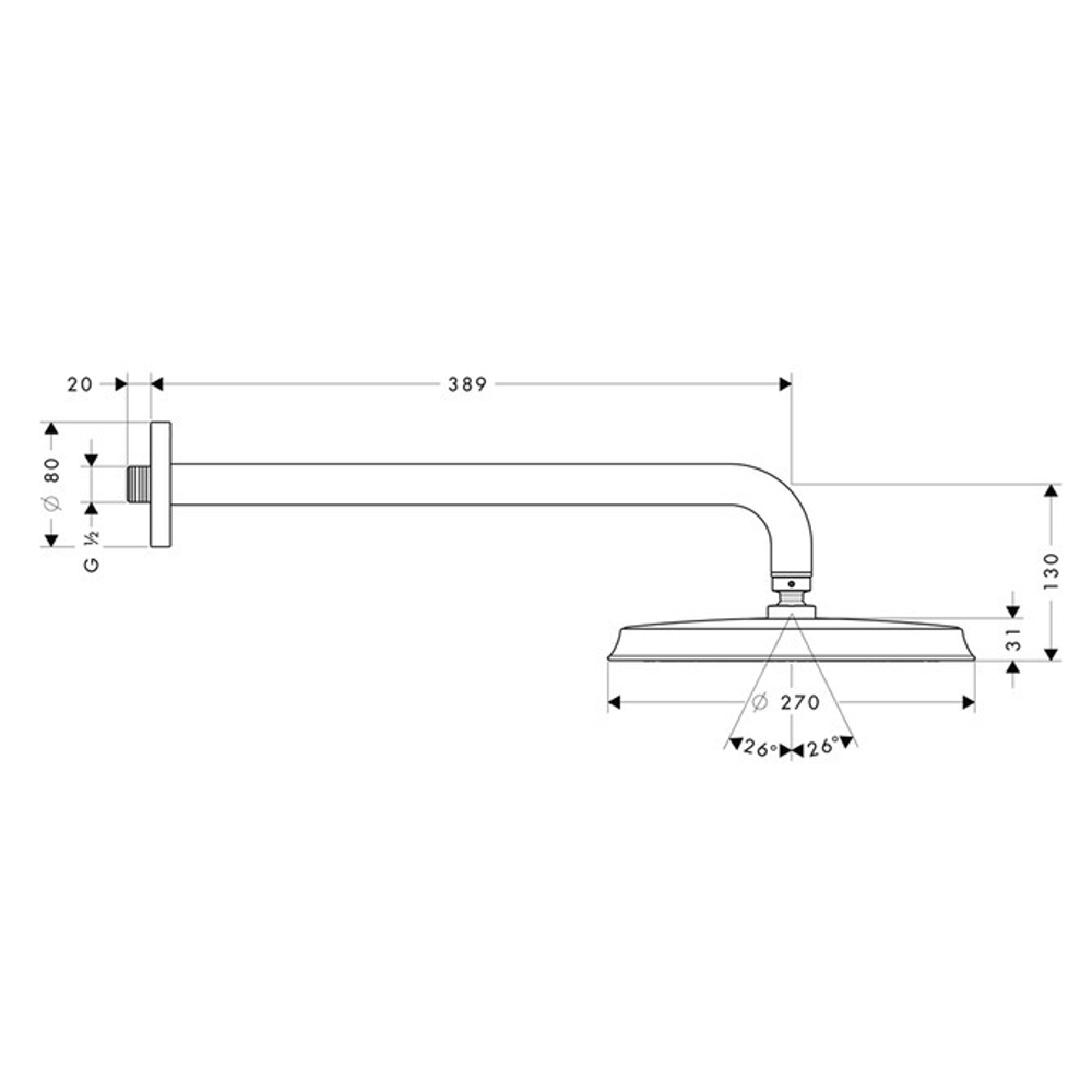 Верхний душ потолочный Hansgrohe Raindance Classic 240 Air 27424000