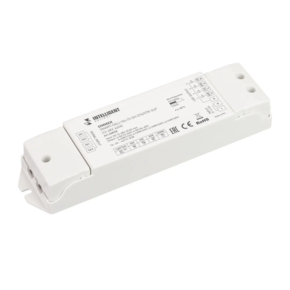 INTELLIGENT ARLIGHT Диммер SMART-DALI-104-72-SH-DT6/DT8-SUF (12-48V, 4x5A) (IARL, IP20 Пластик, 5 лет) INTELLIGENT ARLIGHT Диммер SMART-DALI-104-72-SH-DT6/DT8-SUF (12-48V, 4x5A) (IARL, IP20 Пластик, 5 лет)