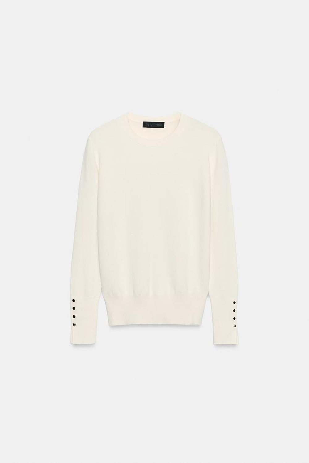 ZARA БАЗОВЫЙ ОДНОТОННЫЙ СВИТЕР, ЭКРЮ
