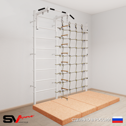 Шведская стенка Sv Sport усиленная 61140 (Турник стандарт/Лестница/Мат 2м/Канатный лаз)