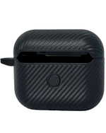 Силиконовый чехол для AirPods Pro c карабином под карбон чёрный