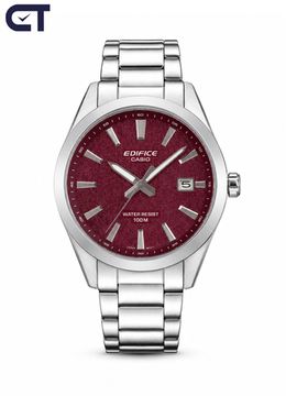 CASIO EFV-160D-4AVDF EDIFICE мужские наручные часы — компактная стальная модель с красным циферблатом