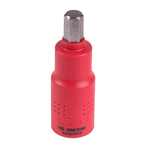 KING TONY (4025VE10) Насадка (бита) торцевая диэлектрическая 1/2", HEX, 10 мм, L = 75 мм