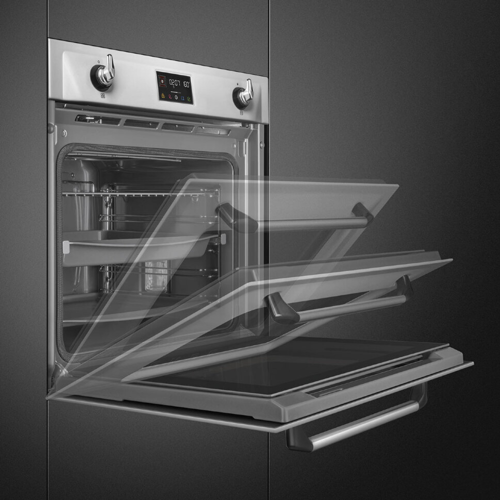 SMEG SOP6902S2PX Многофункциональный духовой шкаф с пароувлажнением и пиролизом, 60 см, 12 функций