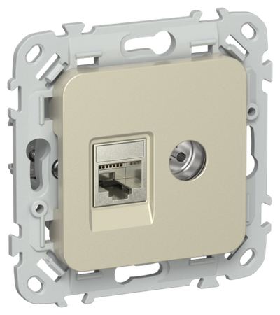 FLITE Розетка 2-местная RJ45/TV категория 5Е STP РКТВ5е-2-1-ФлШ шампань IEK