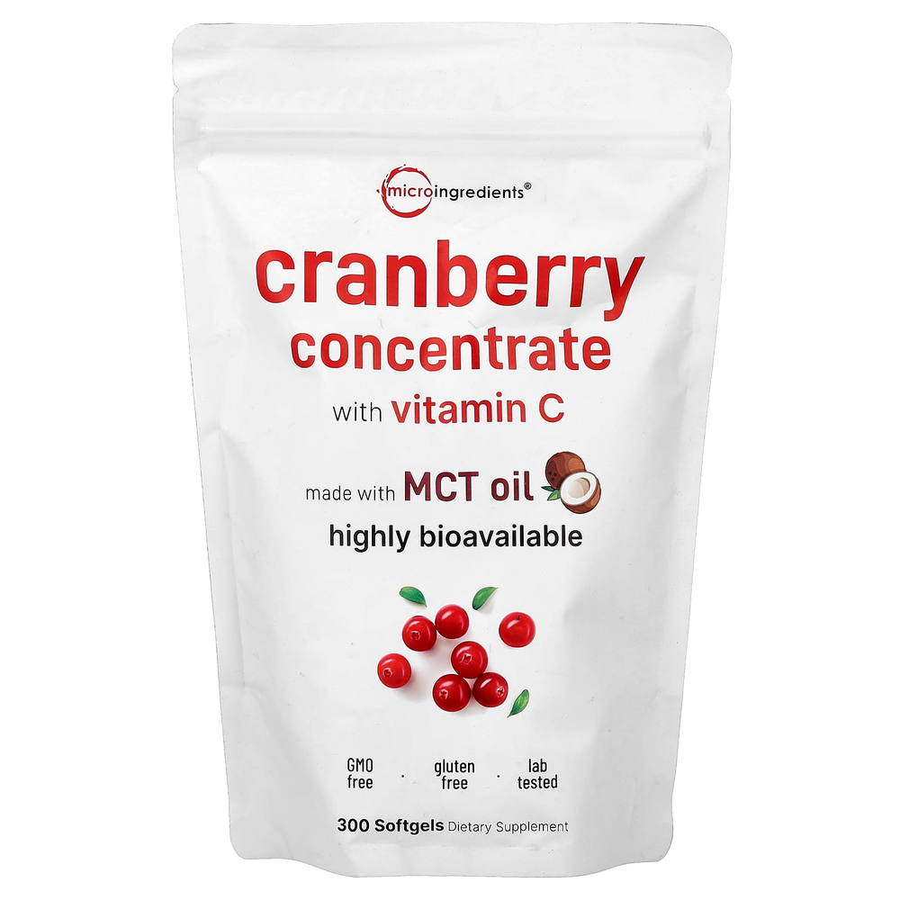 Micro Ingredients, клюквенный концентрат с витамином C, 300 капсул