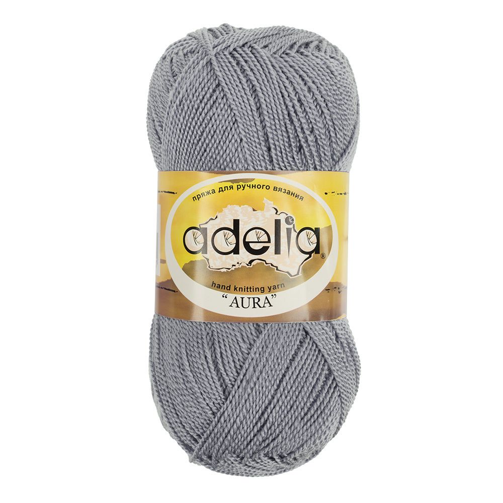 Пряжа Adelia Aura / уп.10 мот. по 50г, 250м, 012 св. серый Пряжа Adelia Aura / уп.10 мот. по 50г, 250м, 012 св. серый