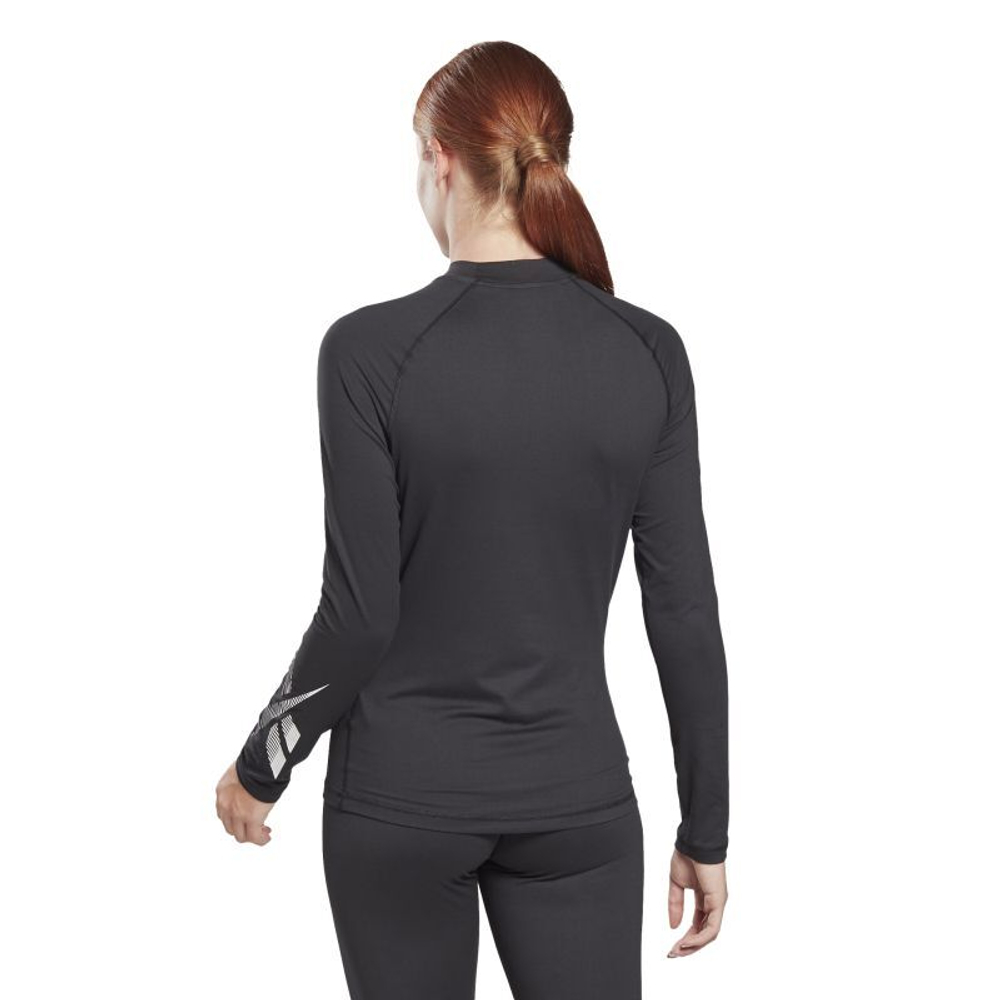 Женская теннисная футболка (dł. Рукава) Reebok Thermowarm Touch Graphic Base Layer - black